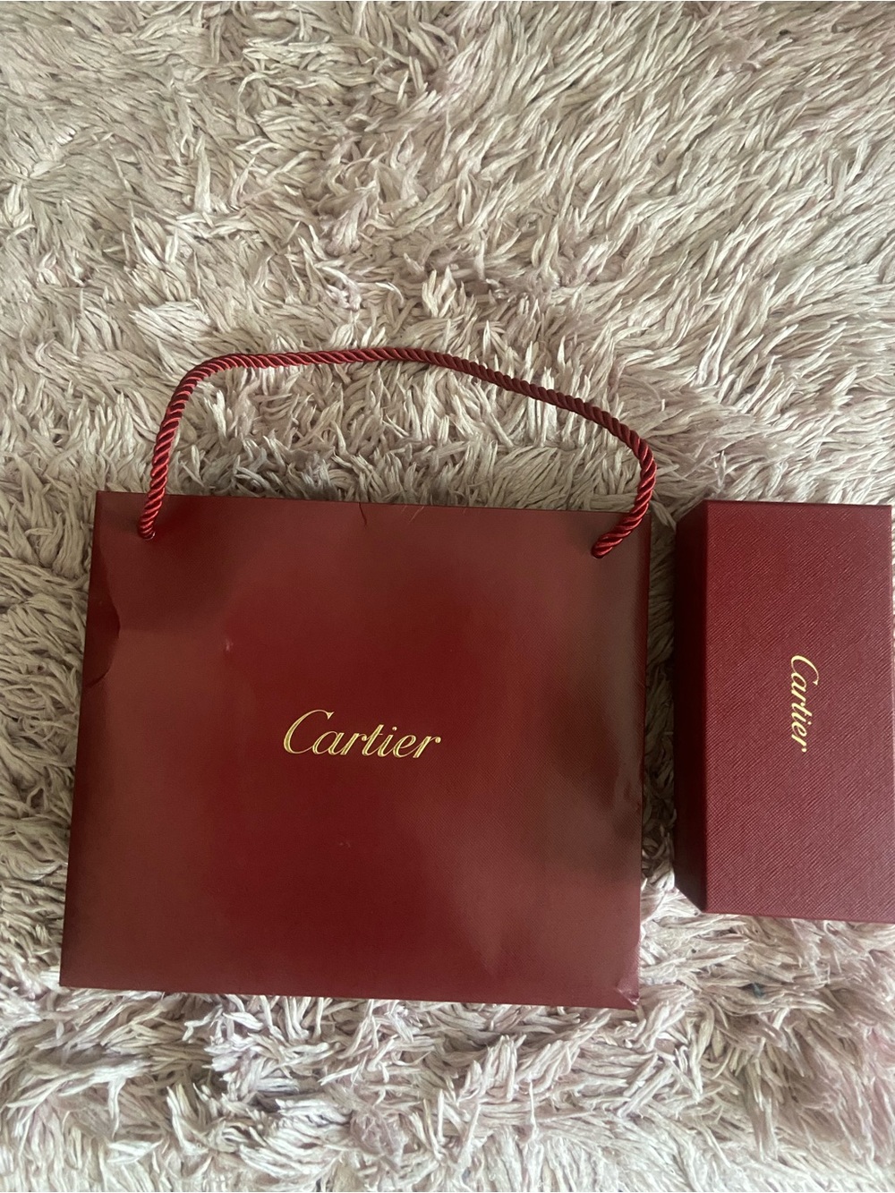 Cartier Red and Gold Branded Gift Bag and Box